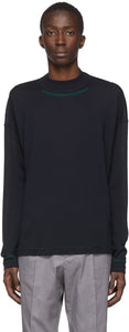 Jil Sander Blue Wool Mock Neck Sweater
