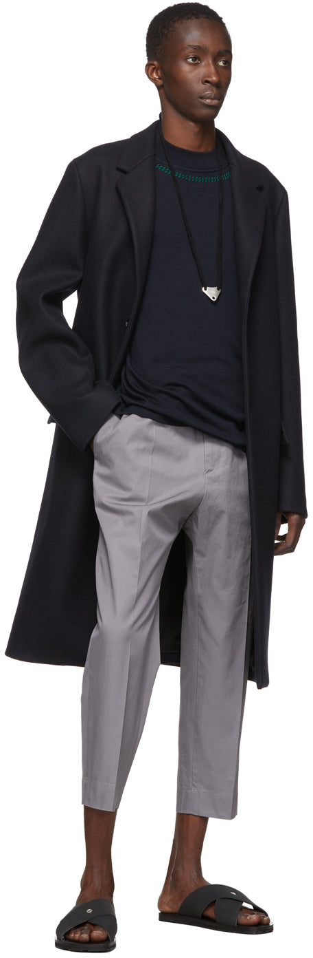 Jil Sander Blue Wool Mock Neck Sweater