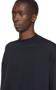Jil Sander Blue Wool Mock Neck Sweater