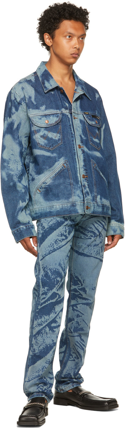 Bianca Saunders Blue Wrangler Edition Denim Scrunched Print Jacket
