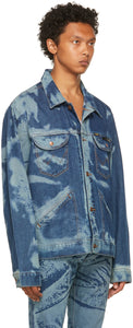 Bianca Saunders Blue Wrangler Edition Denim Scrunched Print Jacket