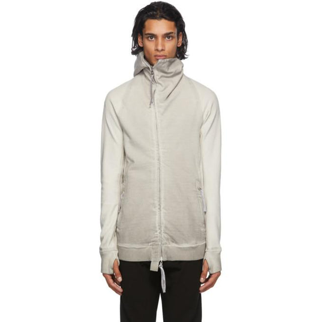 Boris Bidjan Saberi Reversible Light Grey Faded Zip-Up Hoodie