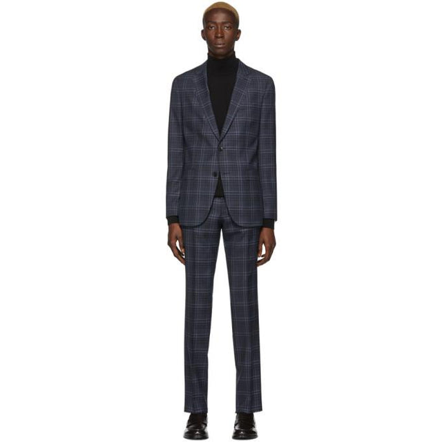 Boss Navy Checkered Novan6 and Ben2 Suit