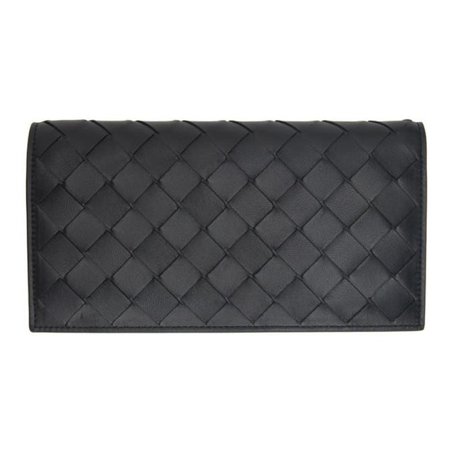 Bottega Veneta Black Intrecciato Flap Wallet