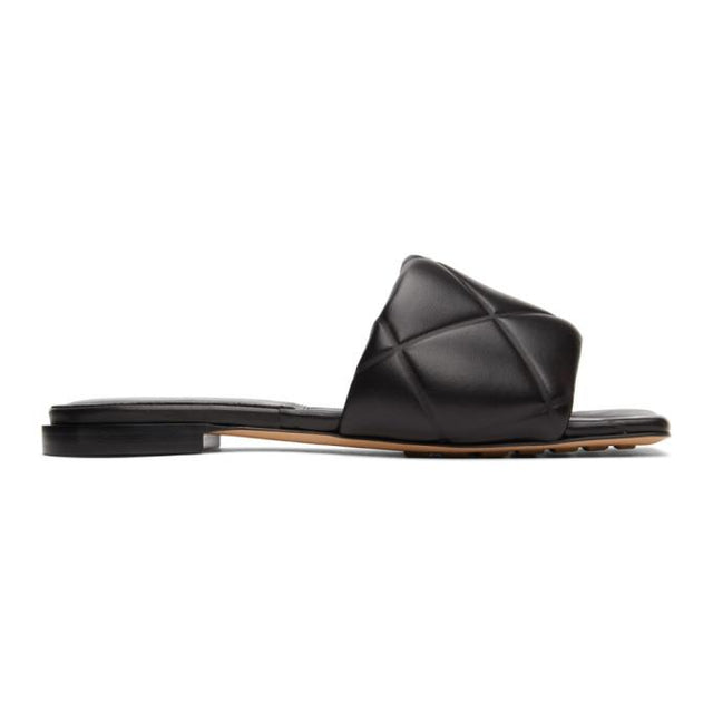 Bottega Veneta Black Intrecciato Lido Flat Sandals