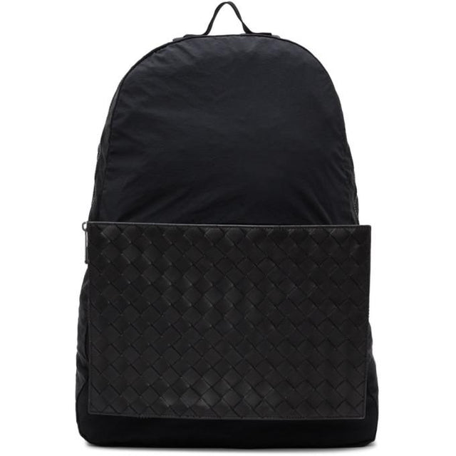 Bottega Veneta Black Intrecciato Packable Backpack