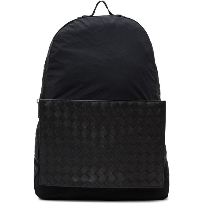 Bottega Veneta Black Intrecciato Packable Backpack