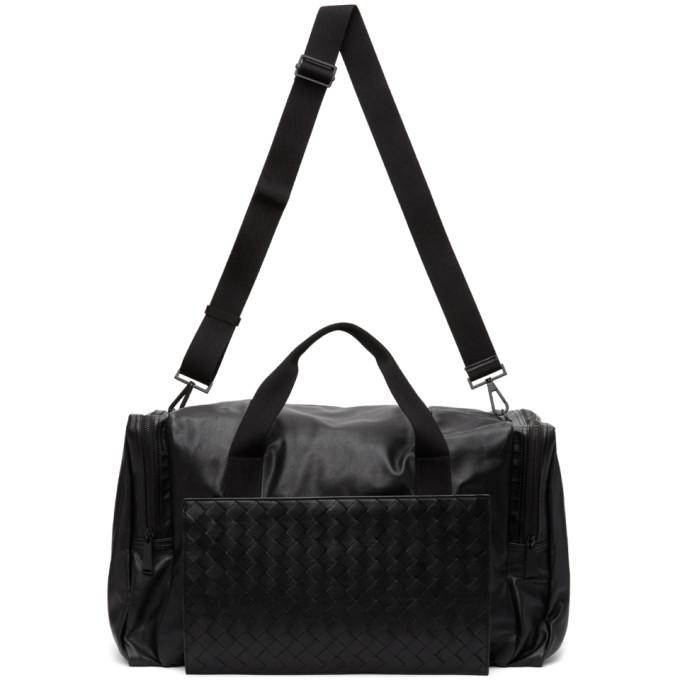 Intrecciato Leather Duffle Bag in Black - Bottega Veneta