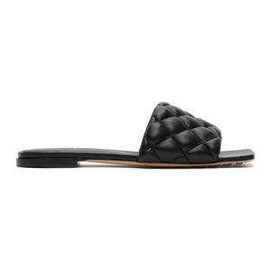 Bottega Veneta Black Intrecciato Padded Flat Sandals