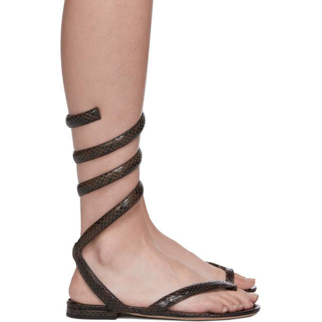 Bottega Veneta Brown Python Spiral Sandals