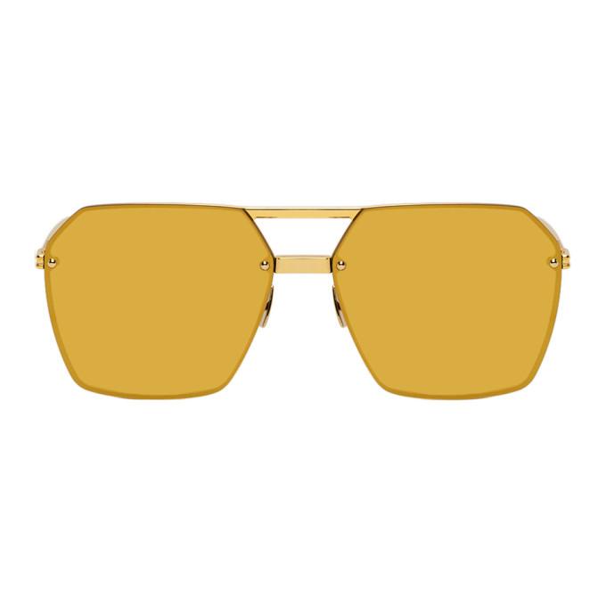 Bottega Veneta Gold Mirrored Aviator Sunglasses