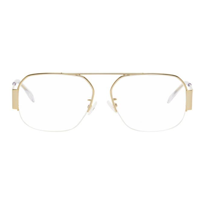 Bottega Veneta Gold Rectangular Glasses