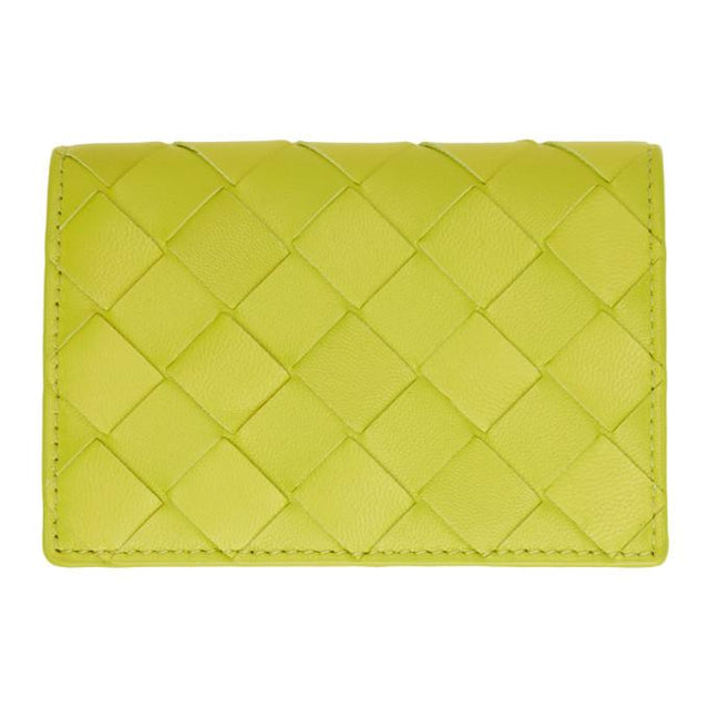 Bottega Veneta Green Intrecciato Flap Card Holder