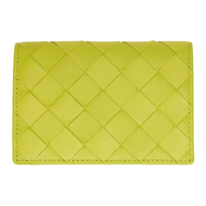 Bottega Veneta Green Intrecciato Flap Card Holder