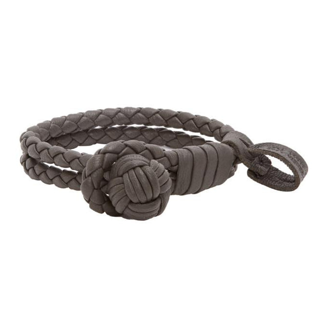 Bottega Veneta Grey Slim Intrecciato Double Bracelet