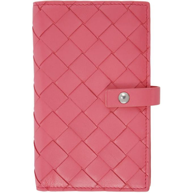 Bottega Veneta Pink Intrecciato Medium French Wallet