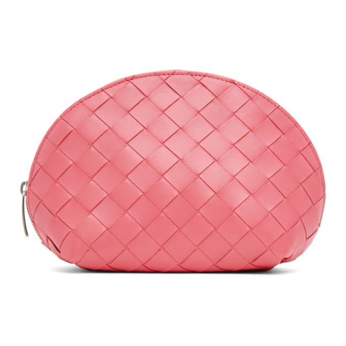 Bottega Veneta Pink Intrecciato Small Cosmetic Pouch