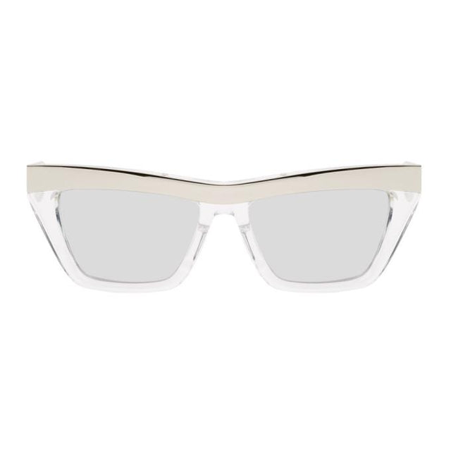 Bottega Veneta Silver Rectangular Sunglasses