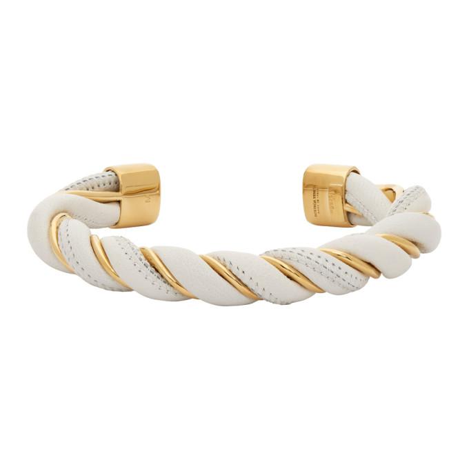 Bottega Veneta White and Gold Twist Bracelet