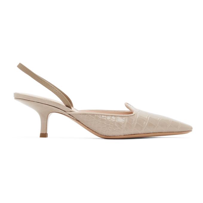 Brock Collection Taupe Croc Slingback Heels