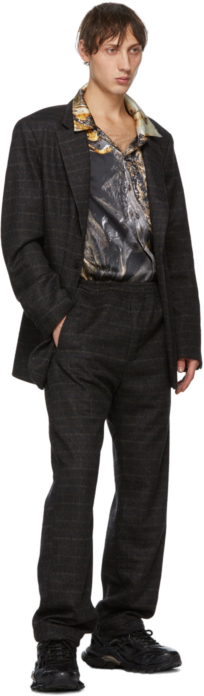 Serapis Brown Brushed Wool Check Blazer