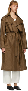 Partow Brown Coated Linen Leon Trench Coat