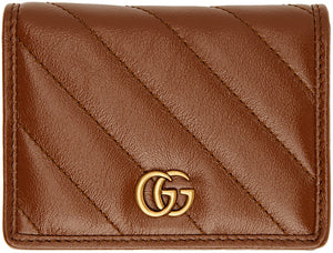 Gucci Brown Diagonal GG Marmont 2.0 Card Case - Gucci Brown Diagonal GG Marmont 2.0 Carte Case - 구찌 브라운 대각선 GG Marmont 2.0 카드 케이스