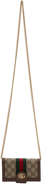 Gucci Brown GG Supreme Ophidia Phone Wallet Bag