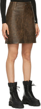 GANNI Brown Leather Washed Miniskirt