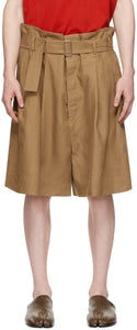 Hed Mayner Brown Linen Shorts - Short de lin brun de mayner hedner - HED Mayner Brown Linen 반바지