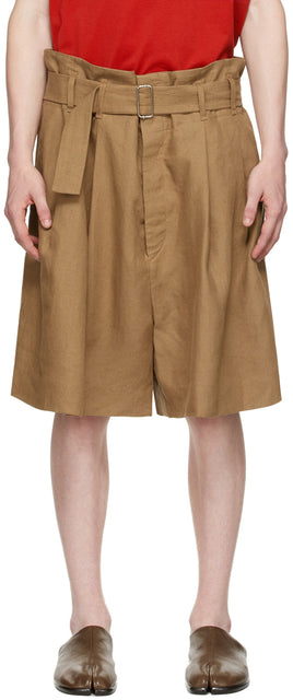 Hed Mayner Brown Linen Shorts - Short de lin brun de mayner hedner - HED Mayner Brown Linen 반바지