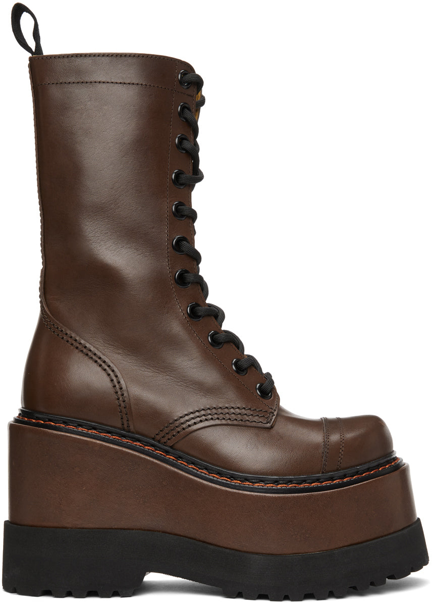 R13 Brown Medium Platform Boots BlackSkinny