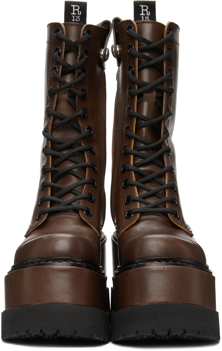 R13 Brown Medium Platform Boots BlackSkinny