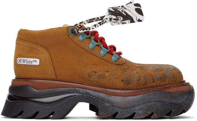 Off-White Brown Nubuck Ridged Sole Derbys - DERBYS SEMES DROITS NUBUCK NUBUCK OFF-WHITE - off-white brown nubuck ridged 솔 derbys.