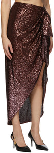 Balmain Brown Sequinned Pareo Skirt