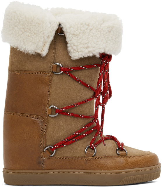 Isabel Marant Brown Shearling Nowly Boots