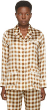 GANNI Brown Silk Check Shirt