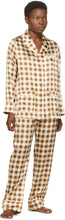 GANNI Brown Silk Check Shirt - Chemise de chèque de soie brune de ganni - 가니 브라운 실크 체크 셔츠