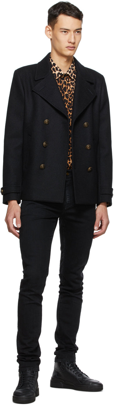 Saint Laurent Brown Silk Leopard Shirt