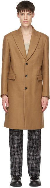 AMIRI Brown Single Breasted Lapel Coat - Manteau de revers à poitrine simple marron Amiri - 아미리 브라운 싱글 브레스트 코트