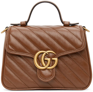 Gucci Brown Small GG Marmont Top Handle Bag