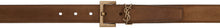 Saint Laurent Brown Suede Monogramme Belt - Ceinture de monogramme Saint Laurent Brown Suede - 세인트 로랑 브라우트 스웨이드 모노그램 벨트