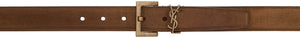 Saint Laurent Brown Suede Monogramme Belt - Ceinture de monogramme Saint Laurent Brown Suede - 세인트 로랑 브라우트 스웨이드 모노그램 벨트