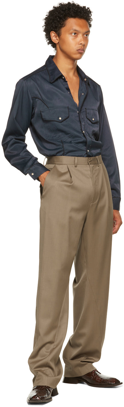 Bianca Saunders Brown Twisted Tailored Trousers