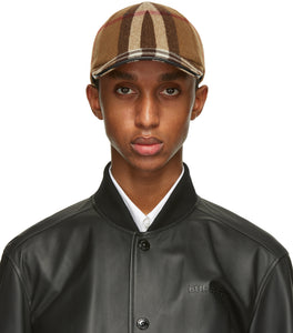 Burberry Brown Wool Check Baseball Cap - Casquette de baseball en laine brune burberry chèque - 버버리 브라운 양모 체크 야구 모자