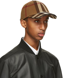 Burberry Brown Wool Check Baseball Cap