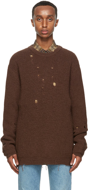 Gucci Brown Wool Oversized Sweater - Pull surdimensionné de laine brun de gucci - 구찌 브라운 울 대형 스웨터