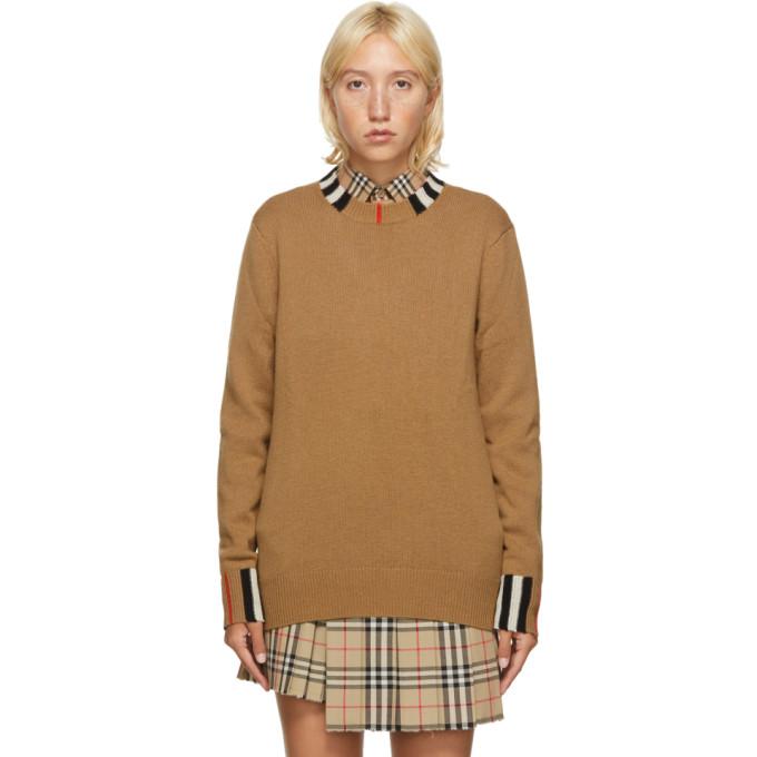 Burberry Beige Cashmere Icon Stripe Sweater