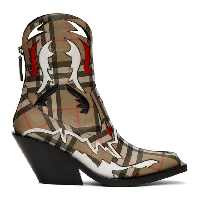 Burberry Beige Check Matlock Boots