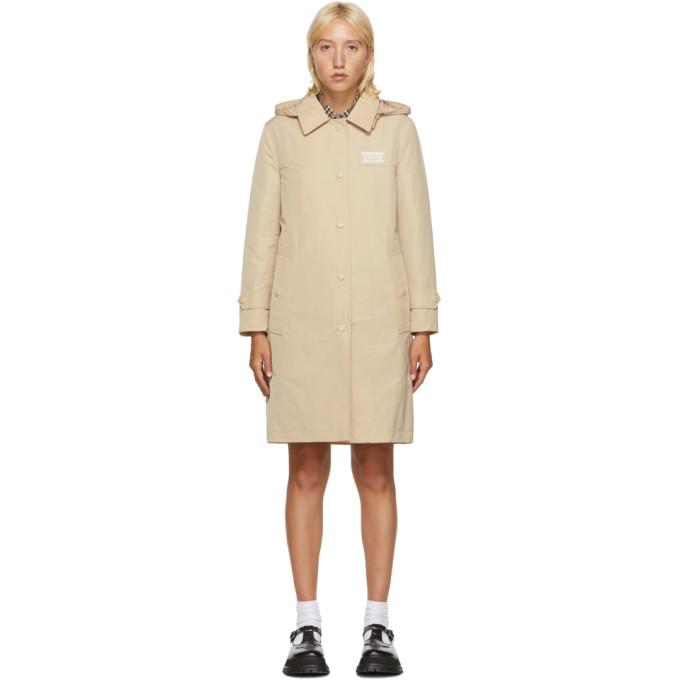 Burberry Beige Detachable Hood Trench Coat